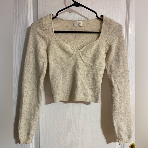 Aritzia Wilfred Wool Blend Greer Sweetheart Bustier Cream Sweater Size Small - Picture 2 of 14